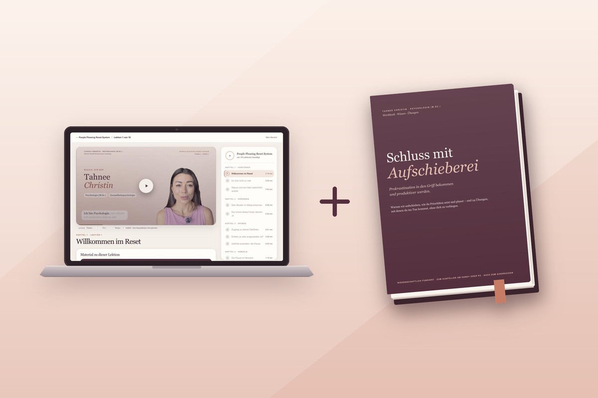 Onlinekurs + Schluss mit Aufschieberei – Bilder der enthaltenen Produkte